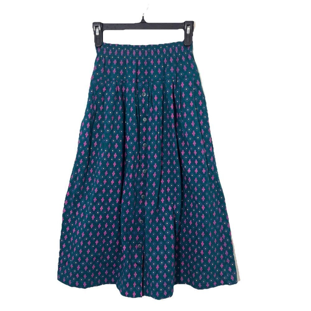 Vintage Izod Cardigan Midi Skirt 2 Piece Set Size S micro floral Cottagecore Pra - Picture 4 of 12